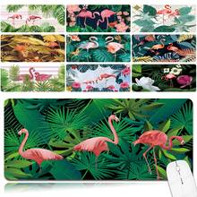 Mousepad extra grande de couro pu, mouse pad antiderrapante à prova d'água padrão flamingo para computador e escritório 2024 - compre barato