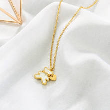 2021 New Cute Gold Titanium Steel Necklace For Women Girl Heart Bear Stainless Steel Pendant Necklace Jewelry 2024 - buy cheap