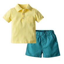 Casual Toddler Kids Clothing Set Summer Baby Boys Clothes Yellow T-Shirt Shorts 2 PCS/Set Outfits Infant Children Costume Button 2024 - buy cheap