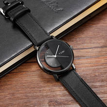 Relógio de pulso masculino e feminino, relógio de ponteiro transparente unissex, relógio de quartzo com pulseira de couro 2024 - compre barato
