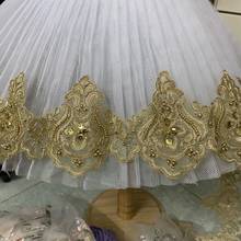1 ярд, золотая ткань с бисером, Цветочная Венецианская сетка, аппликация с кружевной отделкой, шитье, ремесло для свадебных платьев невесты, 10 см 2024 - купить недорого