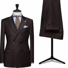 2020 Formal Fashion Slim Fit Brown Peaked Lapel Men Suits Custome Made Double Breasted Suits (Jacket+Pant) 2024 - buy cheap