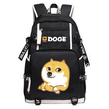 Mochila de Anime Doge con puerto USB para niños y niñas, bolso escolar para ordenador portátil, ideal para estudiantes, ideal para regalo 2024 - compra barato