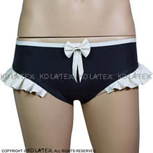 Black And White Sexy Latex Panties With Bows Ruffles Rubber Shorts Underpants Underwear Briefs Plus Size DK-0161 2024 - buy cheap