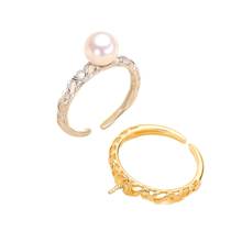 Anéis clássicos com base de anel 925 pérolas configurações de anéis com design retrátil para mulheres acessórios de anéis de pérola sem pérola 2024 - compre barato