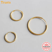 Trustdavis 100% 925 Solid Sterling Silver Gold Unique Shaped Piercing Huggie Hoop Earring For Women Girl Lady Fine Jewelry DA102 2024 - buy cheap