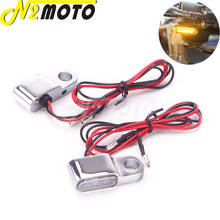 Motorcycle 12V LED Mini Turn Signal Indicators Amber Running Lights Handlebar Bar End Lamp for Harley Chopper Bobber Cafe Racer 2024 - buy cheap