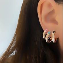 2021 New Rose Gold Color Hoop Earring Mix CZ Colorful Enamel Round Circle Girl Women Earring 2024 - buy cheap