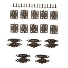 30pcs Antique Bronze Box Latch Hasp Clasps 38*18mm+Hinges 18*16mm w/screws Flower Buckle Padlock Wood Jewelry Case Lock Decor 2024 - buy cheap