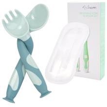 Qshare Baby Utensil Spoon Fork Set with Travel Safe Case Toddler Babies Children Feeding Training Spoon Easy Grip Heat-Resistant 2024 - buy cheap