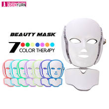 Máscara facial com led e terapia de fótons para pescoço, 7 cores, máquina antiacne, para clareamento da pele, rejuvenescimento, cosologia 2024 - compre barato