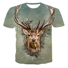 Camiseta con estampado 3d de ciervos para hombre y mujer, camisa divertida de manga corta con estampado de animales, para deportes al aire libre, caza, popular 2024 - compra barato