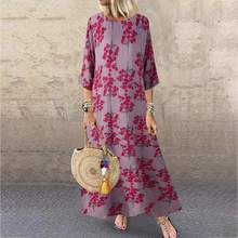Summer Bohemian Maxi Dress Women Floral Sundress Casual Short Sleeve Female Printing Dresses 2024 - buy cheap