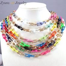 5PCS, New arrivel Neon fashion enamel rainbow colorful charm link chain for women necklace jewelry 2024 - buy cheap