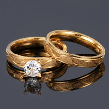 Anillo de acero de titanio para hombre y mujer, sortija de boda de oro y cristal, diseño Simple, 316 2024 - compra barato