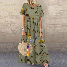 Women's Printed Sundress Bohemian Summer Maxi Dress Casual Short Sleeve Vestidos Female High Waist Robe Femme Plus Size 2024 - buy cheap