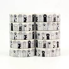 10pcs/lot Decorative Cute Black and White Cat Paw Washi Tapes DIY Scrapbooking Planner Adhesive Masking Tapes Kawaii Stationery 2024 - buy cheap