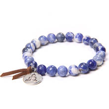 Fashion Natural Blue Sodalite Bracelet Men Metal Buddha Charm Yoga Bracelet for Women Men Prayer Bracelet Buddhist Jewelry Gifts 2024 - buy cheap