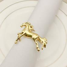 12pcs/lot Golden silver pony napkin ring metal napkin buckle hotel napkin holder suitable for wedding holiday party supplies 2024 - buy cheap