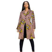 African Print Female Long Jacket Tailored Collar Women's Coat Holiday Gift Nigerian Style For Wedding/Party 2024 - buy cheap