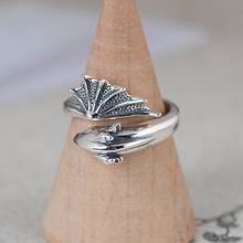 100% 925 anel de prata esterlina para homem e mulher pterossauro abertura tipo tamanho redimensionável 5-9 anéis de dragão retro punk jóias 2024 - compre barato
