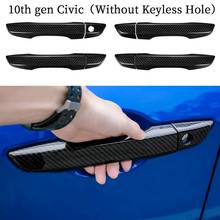 for 10Th Gen Civic ABS Carbon Fiber Style Door Handle Cover for Honda Civic 2016-2020 Without Keyless Hole 2024 - buy cheap