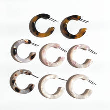 UJBOX Top Quality Acetate Leopard Hoop Earrings Women Acetic Acid Geometric Circle Hoop Earrings Minimalist Jewelry 2024 - buy cheap