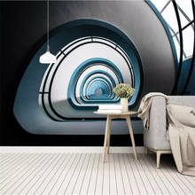 Papel de parede personalizado 3d, túnel do espaço estendido, fundo industrial de vento, mural de parede para sala de estar 2024 - compre barato