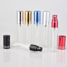 Miniatomizador de Perfume portátil, botella de vidrio transparente con tapa de aluminio dorado y negro, recargable, 10ml/15ml, 1 unidad 2024 - compra barato