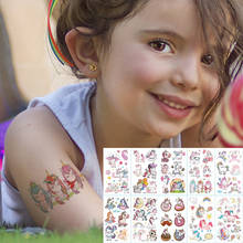 Набор татуировок с единорогом 10 шт./лот, временные татуировки на лице для детей, наклейки для тела, тату для детей, милые детские татуировки 2024 - купить недорого