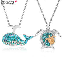 FIMAODZ-collar con colgante de ballena y tortuga de mar azul, collar de cadena de aleación de animales del océano para mujeres y hombres, regalo de joyería 2024 - compra barato