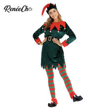 Reneecho Women Santa Helper Costume Elf Costume Adult Green Lady Plus Size Christmas Cosplay 2024 - buy cheap