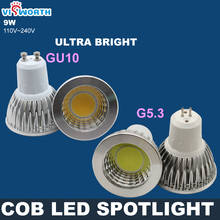Bombilla LED Cob regulable, foco de 9W, GU10, G5.3, luz Led para lámpara, blanco frío y cálido, CA de 110V, 220V, 240V, lámpara de armario 2024 - compra barato