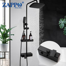 Zappo preto fosco banheiro chuveiro torneira misturadora conjunto de montagem na parede chuvas banheira chuveiro kits handlhed cabeça 2024 - compre barato