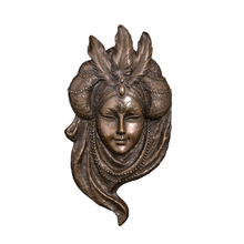 Bronze Abstract Relief Statue Figurine Peacock Mask Woman Wall Hanging Sculpture Art Home Library Decor 2024 - buy cheap