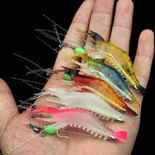 5Pcs 9cm Luminous Fake Shrimp Shape Soft Silicone Fishing Bait Artificial Bait with Bead Swivel Hook Fishing Equipment 2024 - buy cheap