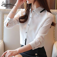 Blusas femininas tops e blusas 2021, manga comprida, chiffon, camisas de escritório 6953 50 2024 - compre barato
