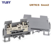 Bloco de terminais de fio elétrico, teste de corrente urst/s din rail conector ferro elétrico urtk6s morera 57a 6mm2, 1 peça 2024 - compre barato