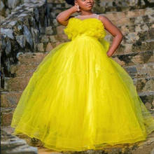 Yellow Kids Flower Girl Dress For Wedding Little Girls Pageant Toddler Floor Length Cheap First Communion Gowns Princess Dress 2024 - купить недорого