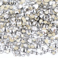 JUNAO 1400 Uds SS6 8 10 12 16 20 Color de hematita tamaño de mezcla Flatback diamantes de imitación de cristal sin fijación en caliente pegamento de uñas de piedra de cristal 2024 - compra barato