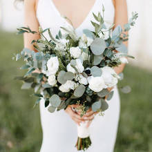 5pcs Artificial Plants Green Eucalyptus Leaves DIY Bridal Bouquet Fake Flowers For Home Garden Party Wedding Flower Decorations 2024 - купить недорого