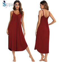 Nightgowns Women Sexy Sleep Nightwear Pleated Loose Long Dress Female Bottoming V Neck Nightdress 2024 - buy cheap
