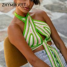 Zhymihret y2k-top zde malha listrada com costas abertas, blusa curta de verão 2021, roupa de praia e férias 2024 - compre barato