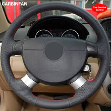 Black Top Layer Leather Hand-stitched Car Steering Wheel Cover For Chevrolet Lova Aveo Buick Excelle Daewoo Gentra 2013 - 2015 2024 - buy cheap