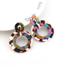 2020 boho redondo acrílico acetato brincos colorido pendurado statement pendientes brincos de gota feminino geometria círculo resina jóias 2024 - compre barato