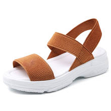 Women Fashion Sandals Elastic Cloth 2020 Summer Woman Wedge Comfortable Soft Sandals Ladies Flat Sandals Women Sandalias Flat 2024 - buy cheap