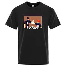 Camiseta estampa da equipe de vôlei haikyuu, masculina de manga curta, hip hop, moda de marcas, algodão, anime japonês 2024 - compre barato
