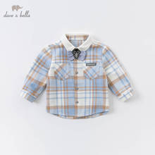 DB14474 dave bella autumn baby boys removable bow plaid pockets shirts infant toddler tops children high quality clothes 2024 - buy cheap