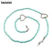 Silver Heart Charm Womens Green Beaded Eyeglass Eyewears Sunglasses Reading Glasses Chain Cord Holder Neck Strap Rope 2024 - buy cheap