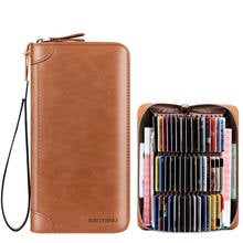 RFID Blocking Passport Money Bags For Male Business ID/Credit Card Wallet Men's Genuine Leather Card Holder Multifunction Purses 2024 - buy cheap